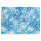 Schneeflocken auf blau große geschenktüte (Rückseite)