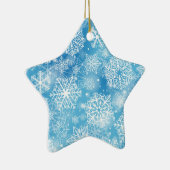 Schneeflocken auf blau keramik ornament (Rechts)