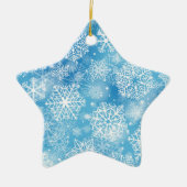 Schneeflocken auf blau keramik ornament (Vorne)