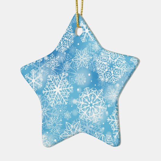 Schneeflocken auf blau keramik ornament (Links)