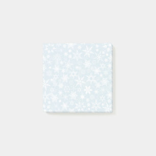 Schneeflocken auf Blau Post-it Klebezettel
