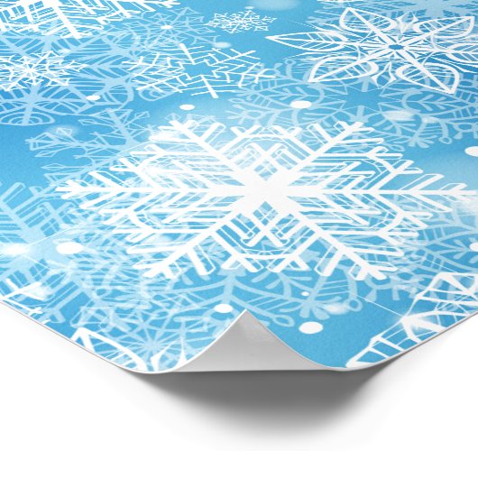 Schneeflocken auf blau poster (Ecke)