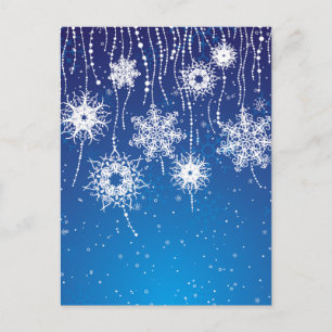 Schneeflocken auf blau postkarte