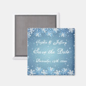 Schneeflocken auf blau Speichern Sie das Date Magn Magnet (Vorderseite/Rückseite)