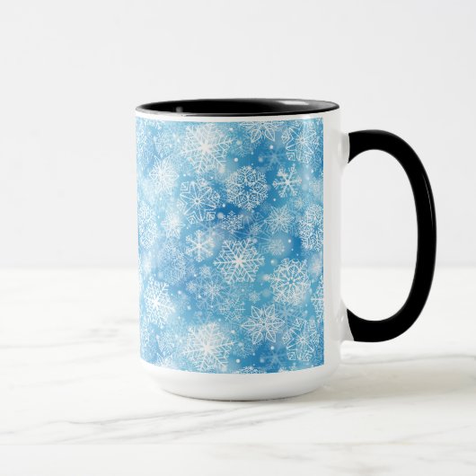 Schneeflocken auf blau tasse (Rechts)