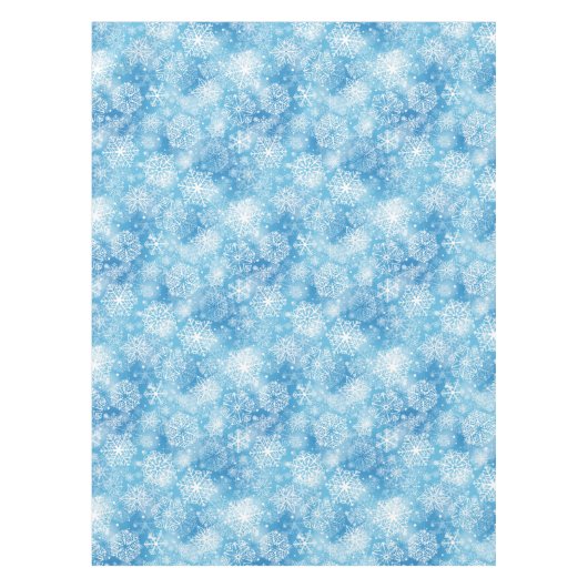 Schneeflocken auf blau tischdecke (Vorderseite)