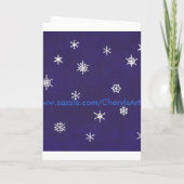 Schneeflocken auf blau, Unsere Hochzeit, Einladung (Rückseite)