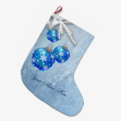 Schneeflocken auf Blau verziert Frost Großer Weihnachtsstrumpf (Vorderansicht (hängend))