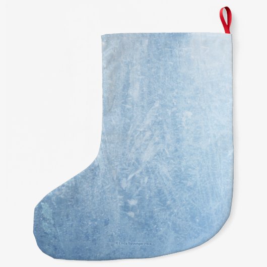 Schneeflocken auf Blau verziert Frost Großer Weihnachtsstrumpf (Rückseite)