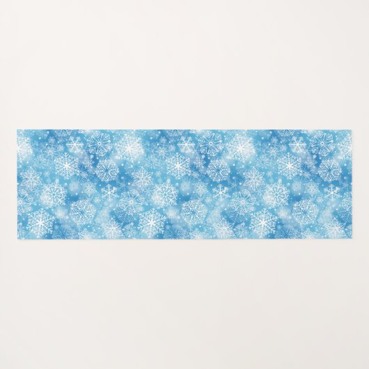 Schneeflocken auf blau yogamatte (Rückseite (Horizontal))