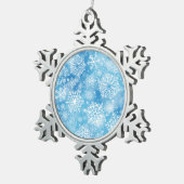 Schneeflocken auf blau Zinn-Ornament (Rechts)