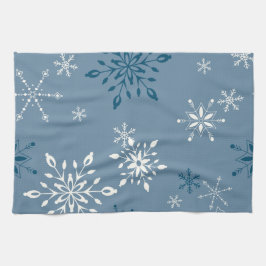 Schneeflocken auf blauem Hintergrund Küchentuch