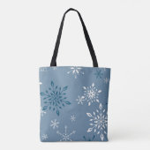 Schneeflocken auf blauem Hintergrund Tasche (Rückseite)