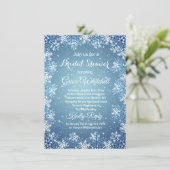 Schneeflocken auf blauem Weihnachtsgebäck - Brautp Einladung (Stehend Vorderseite)
