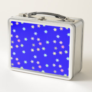 Schneeflocken auf Blue Lunch Box