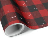 Schneeflocken auf Buffalo Kariert Geschenkpapier (Rolleneckpunkt)