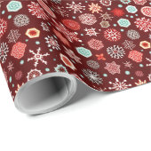 Schneeflocken auf Burgund Geschenkpapier (Rolleneckpunkt)
