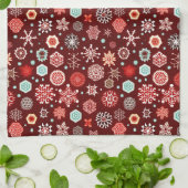 Schneeflocken auf Burgund Geschirrtuch (Gefaltet)