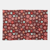 Schneeflocken auf Burgund Geschirrtuch (Horizontal)