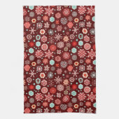 Schneeflocken auf Burgund Geschirrtuch (Vertikal)