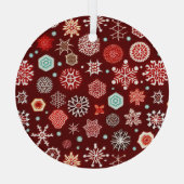 Schneeflocken auf Burgund Ornament Aus Glas (Rückseite)
