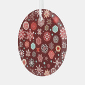 Schneeflocken auf Burgund Ornament Aus Glas (Vorderseite links)