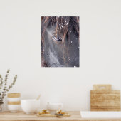 Schneeflocken auf dem Fell Pony Poster (Küche)