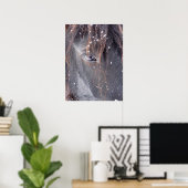 Schneeflocken auf dem Fell Pony Poster (Heimbüro)