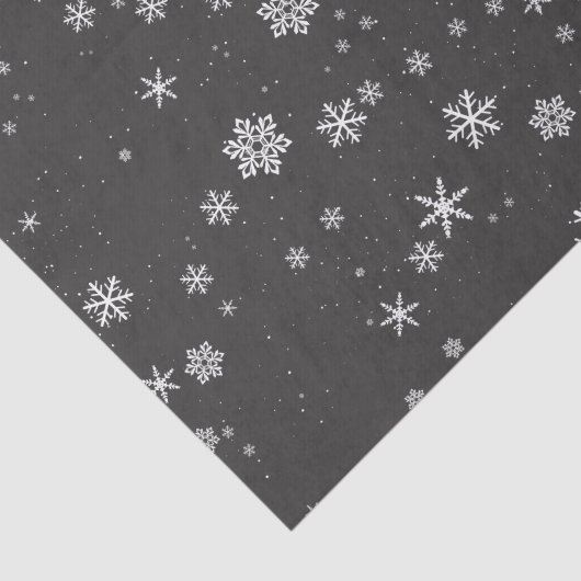 Schneeflocken auf dem grauen Winter Weihnachtsfeie Seidenpapier (Ausschnitt)