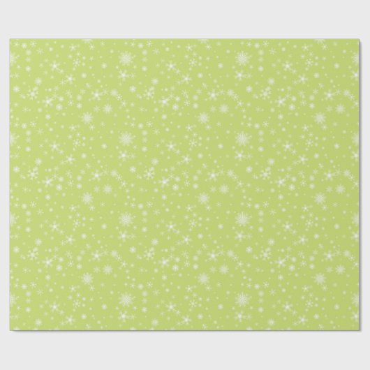Schneeflocken auf dem grünen Retro Niedliche Whims Geschenkpapier (Flach)