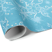 Schneeflocken auf dem Papier "Blue Sky Wrapping" Geschenkpapier (Rolleneckpunkt)