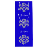 Schneeflocken auf der Blue Gift Bag Geschenktüte Für Weinflaschen (Rückseite)