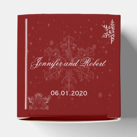 Schneeflocken auf der Cranberry-Gastgeschenk Hochz Geschenkschachtel (Oben)