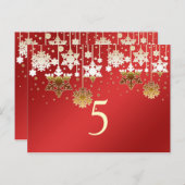 Schneeflocken auf der Hochzeitsfeier in Rot-Tischn Postkarte (Vorne/Hinten)