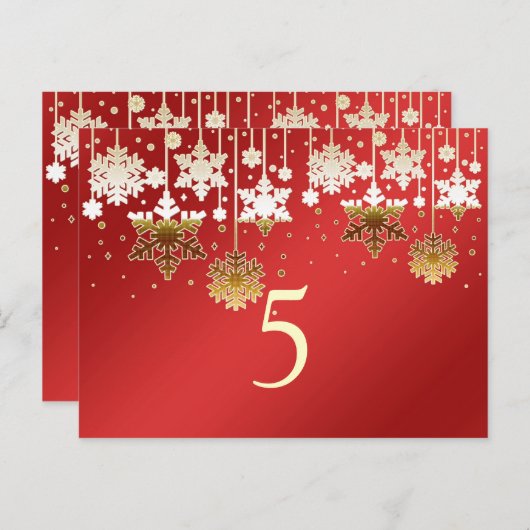 Schneeflocken auf der Hochzeitsfeier in Rot-Tischn Postkarte (Vorne/Hinten)