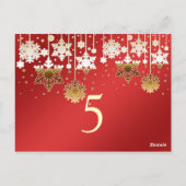 Schneeflocken auf der Hochzeitsfeier in Rot-Tischn Postkarte (Rückseite)