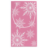 Schneeflocken auf der rosa Winterhochzeit Danke Kleine Geschenktüte (Rückseite)