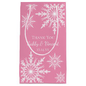 Schneeflocken auf der rosa Winterhochzeit Danke Kleine Geschenktüte (Vorderseite)