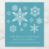 Schneeflocken auf der türkisfarbenen Feierabend We Weinetikett (Einzelnes Label)