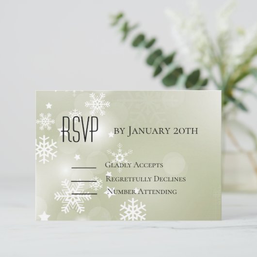 Schneeflocken auf der UAWG mit Sage Back RSVP Karte (Stehend Vorderseite)