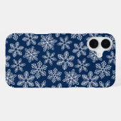 Schneeflocken auf dunkelblau iPhone hülle (Rückseite (Horizontal))