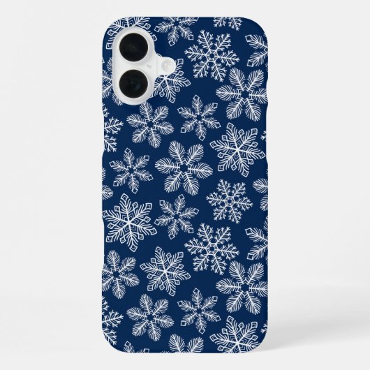 Schneeflocken auf dunkelblau iPhone hülle (Rückseite)
