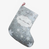 Schneeflocken auf Eis Großer Weihnachtsstrumpf (Vorderansicht (hängend))