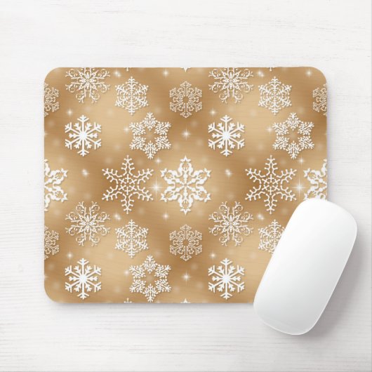 Schneeflocken auf Gold Mousepad (Mit Mouse)