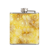 Schneeflocken auf goldenen Flächen Flachmann (Rückseite)