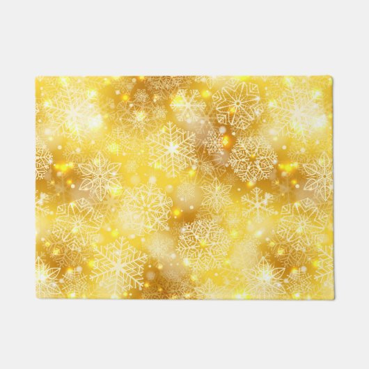 Schneeflocken auf goldenen Flächen Fußmatte (Vorderseite)