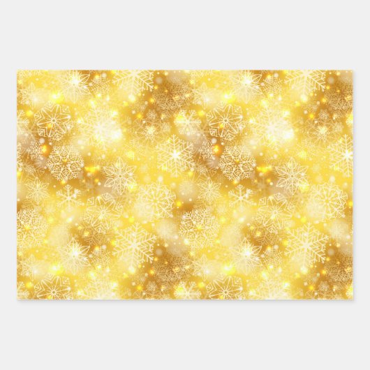 Schneeflocken auf goldenen Flächen Geschenkpapier Set (Vorderseite 2)