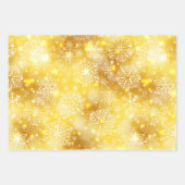 Schneeflocken auf goldenen Flächen Geschenkpapier Set (Vorderseite)