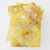 Schneeflocken auf goldenen Flächen Geschenkpapier Set (Beispiel)