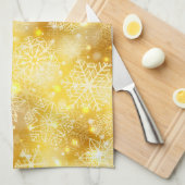 Schneeflocken auf goldenen Flächen Geschirrtuch (Viertel Falte)